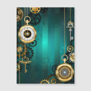 Invitación Magnética Steampunk Jewelry Watch sobre un fondo verde