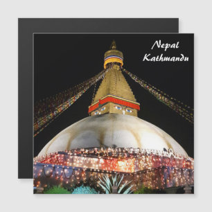 Invitación Magnética Stupa Boudhanath, Katmandú de noche - Nepal