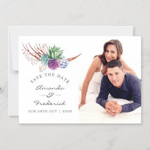 Invitación Magnética Suculentas de desierto acuarela para boda Save the