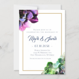 Invitación Magnética Suculentos púrpura con Boda de línea de Tan de tex