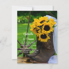 Invitación Magnética Sunflowers and Cowboy Boots Wedding Save the Date