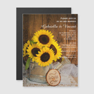 Invitación Magnética Sunflowers and Garden Waters Can Barn Boda