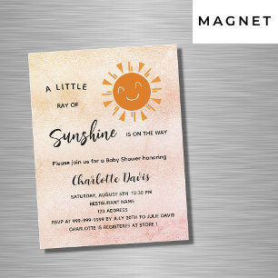 Invitación Magnética Sunshine Baby Shower chica rosa lujo solar