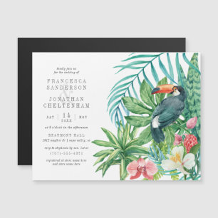 Invitación Magnética Táctil tropical y flores  Elegante Boda de verano