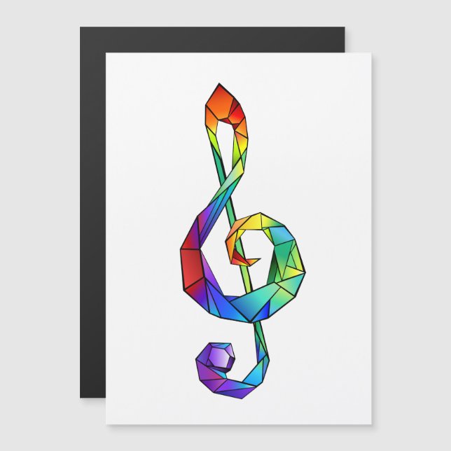 Invitación Magnética Tecla musical arcoiris tremendo clef (Anverso/Reverso)