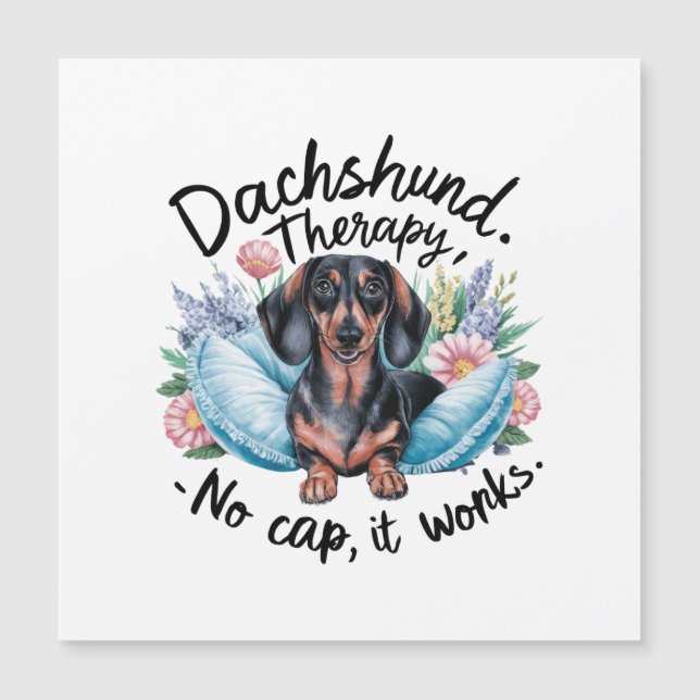Invitación Magnética Terapia de Dachshund Sin Gorra Funciona (Anverso)