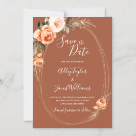 Invitación Magnética Terracotta Boho Fall Boda de fotografía floral Sal