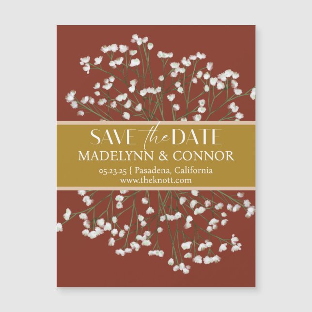 Invitación Magnética Terracotta Field Flowers Wedding Save the Date (Anverso)