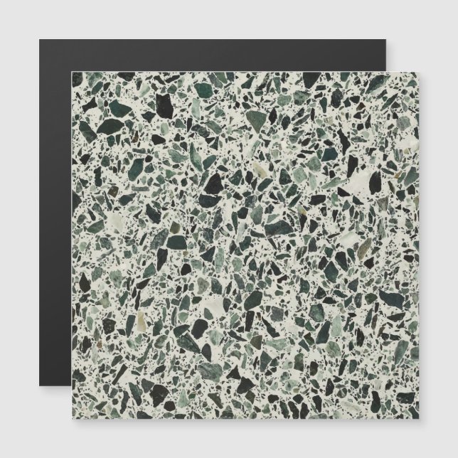 Invitación Magnética Terrazzo verde moderno (Anverso/Reverso)
