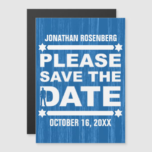 Invitación Magnética Tipo en Negrita Bar Mitzvah Salvar la Fecha Azul M