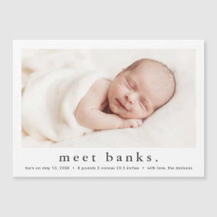 Invitación Magnética Tipo simple Moderno foto bebé Nacimiento