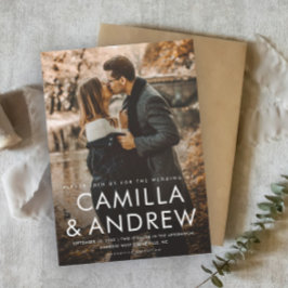 Invitación Magnética Tipografía moderna Elegante Boda fotográfico