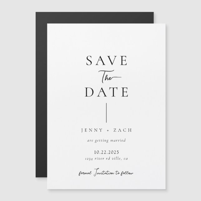 Invitación Magnética Tipografía Moderna Sencilla Foto Boda  (Anverso/Reverso)