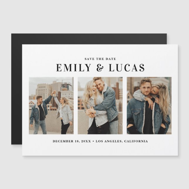 Invitación Magnética Tipografía Negra Tres Collages de fotos Salven La  (Anverso/Reverso)