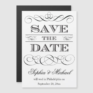 Invitación Magnética Tipografía Vintage Guardar El Boda De Fechas