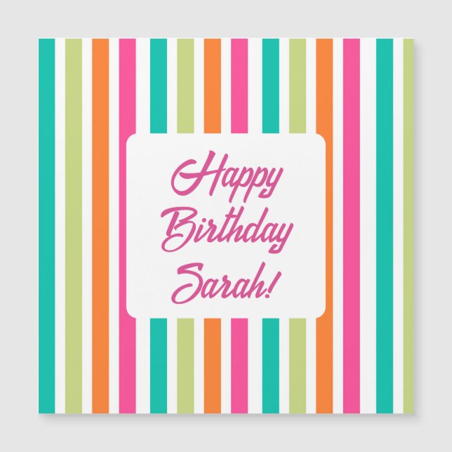 Invitación Magnética Tiras de arcoíris de neón divertidas retro  (Anverso)