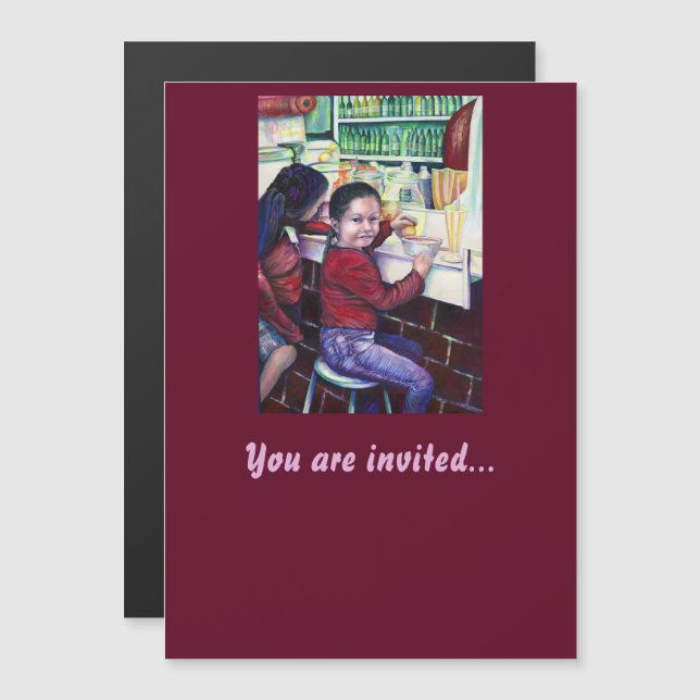 Invitación Magnética Todos los buenos Chicas tienen helado (Anverso/Reverso)