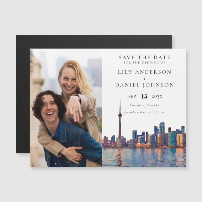 Invitación Magnética Toronto Foto Boda Guardar la Fecha (Anverso/Reverso)