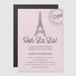 Invitación Magnética Torre Eiffel Rubor de París Quinceañera