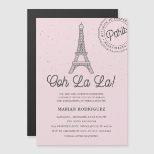 Invitación Magnética Torre Eiffel Rubor de París Quinceañera