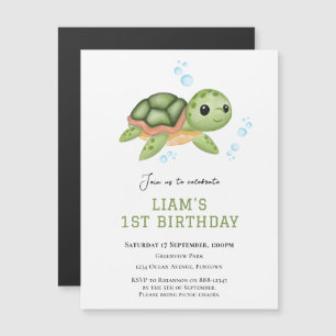 Invitación Magnética Tortuga Magnética Bajo el mar primera cumpleaños