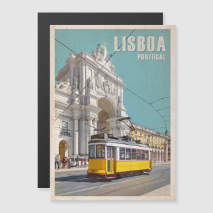 Invitación Magnética Tranvía amarillo, Arco de la Calle Augusta. Lisboa