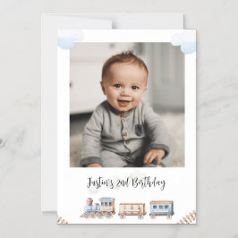 Invitación Magnética Tren Chugga Dos Fotos Saludo De Cumpleaños