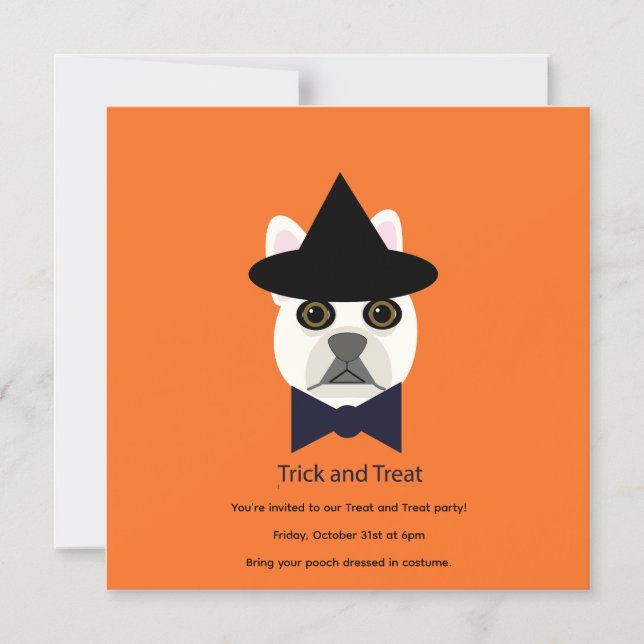 INVITACIÓN MAGNÉTICA TRICK AND TREAT FRENCHIE (Anverso)