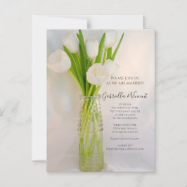 Invitación Magnética Tulipanes blancos en Boda de botellas de leche