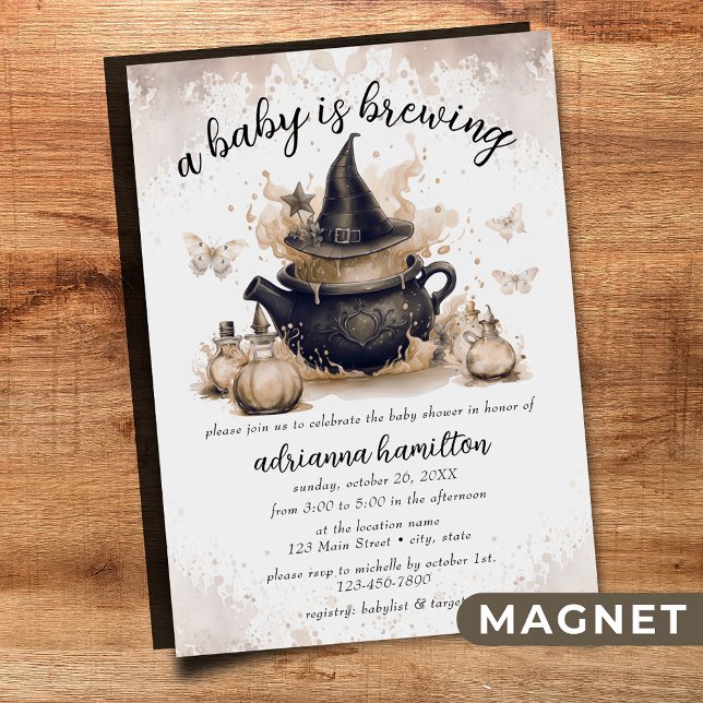 Invitación Magnética Un bebé elabora Baby Shower Neutral de Halloween (Subido por el creador)