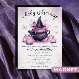 Invitación Magnética Un bebé está preparando Baby Shower rosado de Hall