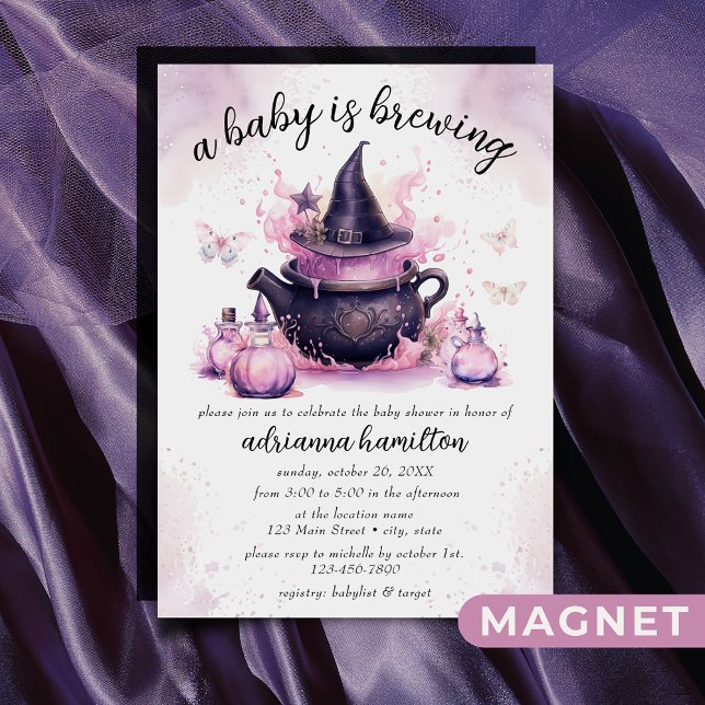 Invitación Magnética Un bebé está preparando Baby Shower rosado de Hall (Subido por el creador)