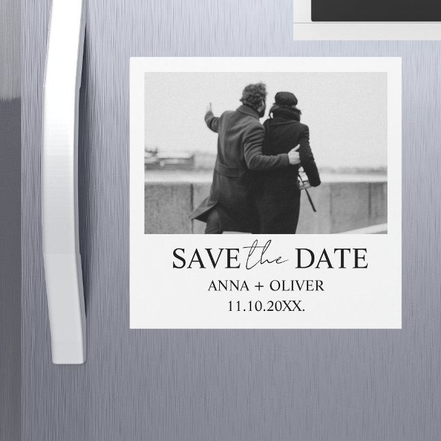 Invitación Magnética Un guión único moderno de una foto recorta Guardar (Save the Date magnet Unique Modern minimalist elegant)
