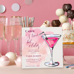Invitación Magnética Un Poco Más Mayor Cumpleaños Cóctel Pink Martini