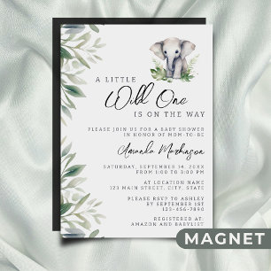 Invitación Magnética Un poco salvaje un Elefante Safari Baby Shower