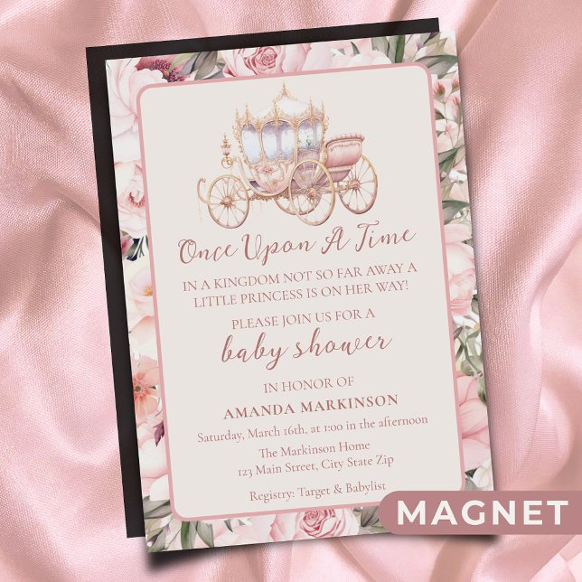 Invitación Magnética Una vez la Princesa Rosa Baby Shower (Subido por el creador)