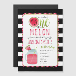 Invitación Magnética Uno En Melón Melón Mason Jar Primer Cumpleaños