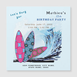 Invitación Magnética Vamos a surfear fiesta de cumpleaños en la playa c