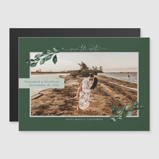 Invitación Magnética Vegetación botánica | Boda fotográfica Guardar la  (Anverso/Reverso)