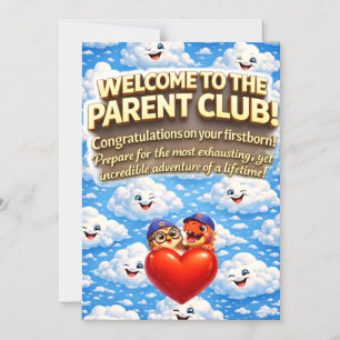Invitación Magnética Ven al club de padres felicitaciones primogénito