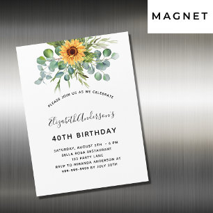 Invitación Magnética Verdor de eucalipto de girasol de cumpleaños