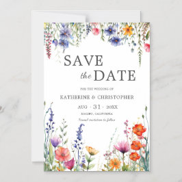 Invitación Magnética Vibrant Wildflowers Elegant Wedding Save the Date