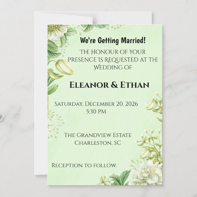 Invitación Magnética Vibrant Yellow Tulip & Ranunculus Formal Wedding I (Anverso)