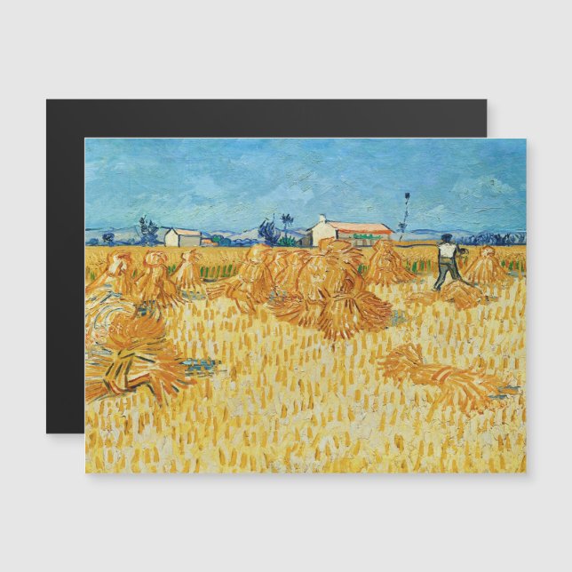 Invitación Magnética Vincent Van Gogh, cosecha de maíz en Provenza (Anverso/Reverso)