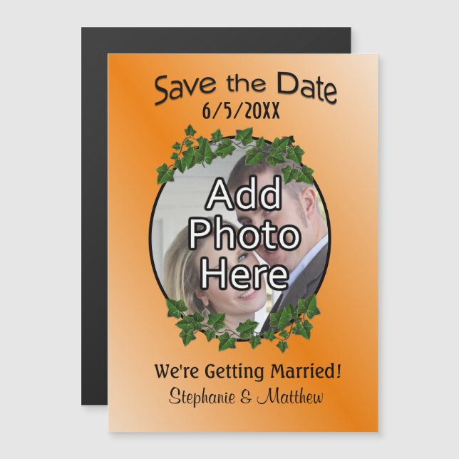 Invitación Magnética Vinos de otoño salvan la fecha con fotografía (Anverso/Reverso)