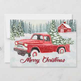 Invitación Magnética Vintage Red Truck Bringing Christmas Cheer in the