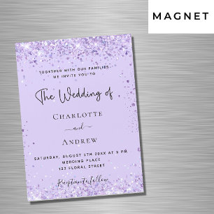 Invitación Magnética Violet lavender confetti script boda de lujo