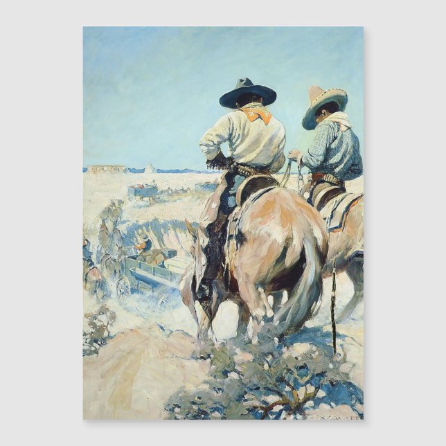 Invitación Magnética Wagon Supply Western Art de NC Wyeth (Anverso)