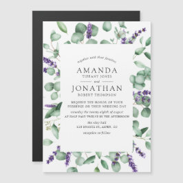 Invitación Magnética Watercolor Eucalyptus Lavender Greenery Boda