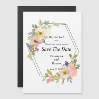 Invitación Magnética Watercolor Floral Wedding Save The Date